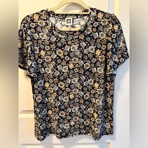 Anne Klein Black Floral Blouse